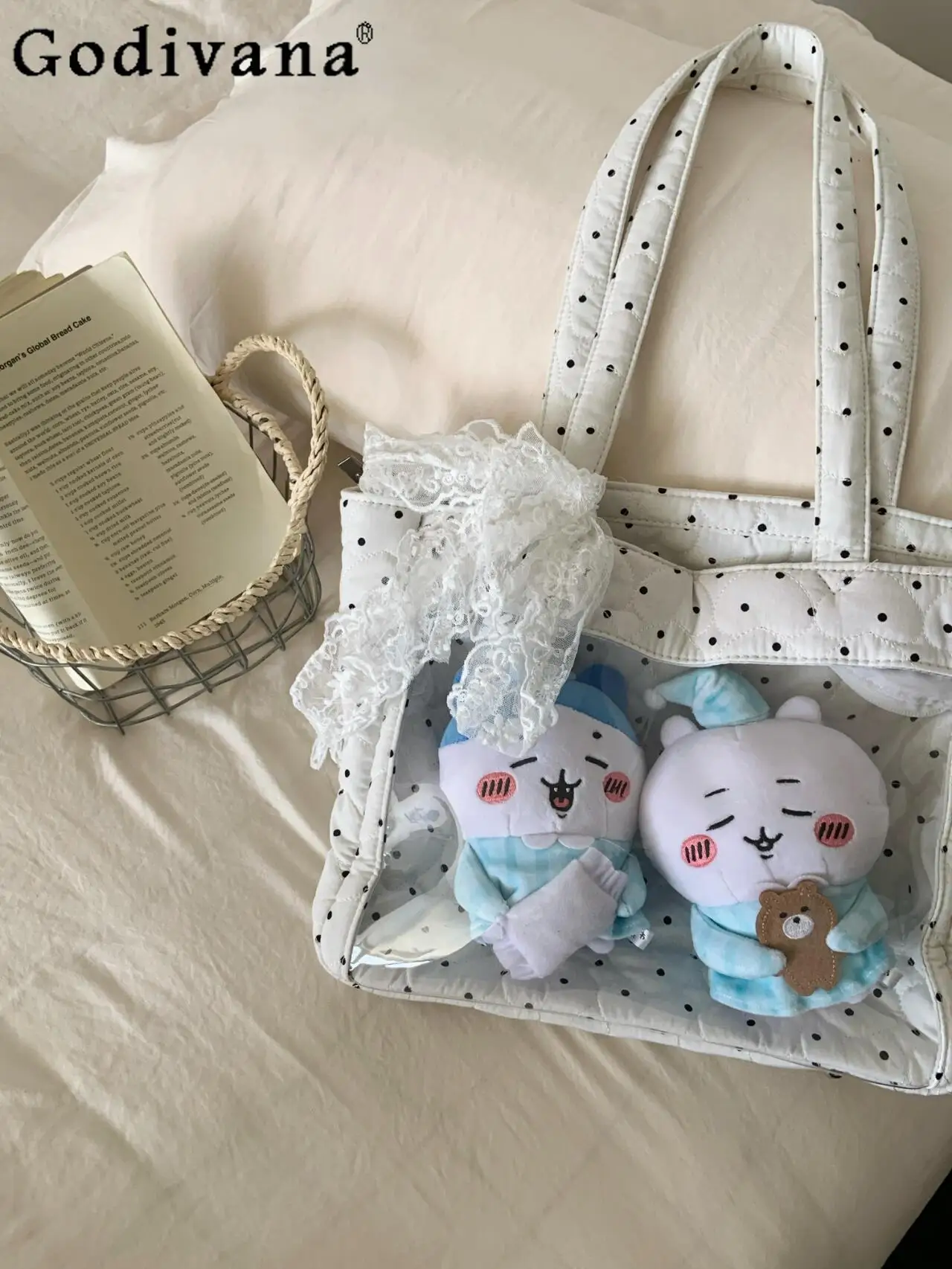 

2025 Japanese Original Polka Dot Transparent Pain Bag JK Uniform Star Chasing Singing Daily Commute Sweet Girl Cute Shoulder Bag
