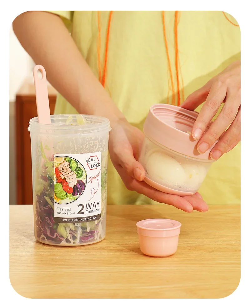 Breakfast On The Go Cups, Salad Cup To Go, Take And Go Yogurt Cereal Overnight Oats Snack Parfait Containers & Salad Dressing Ho view 4