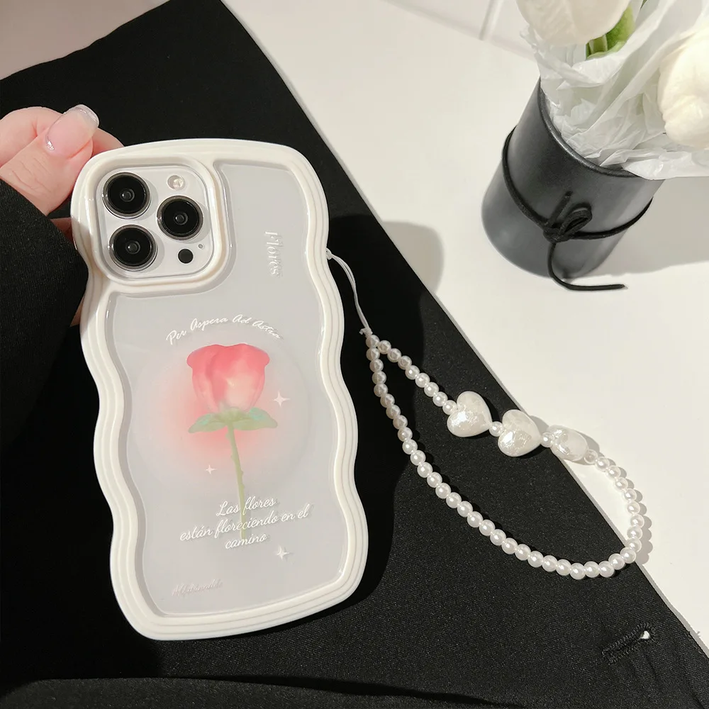 Rose sweet girls woman ripple custodia protettiva per telefono trasparente per iPhone 15 14 13 11 12 Pro Max 14 15 Plus custodia Xr Cover carina