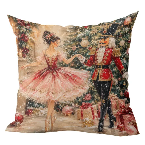 1pcs Vintage Christmas Throw Pillow Covers Santa Claus Nutcracker Gnome Xmas Winter Holiday Cushion Cases for Home Sofa Bed