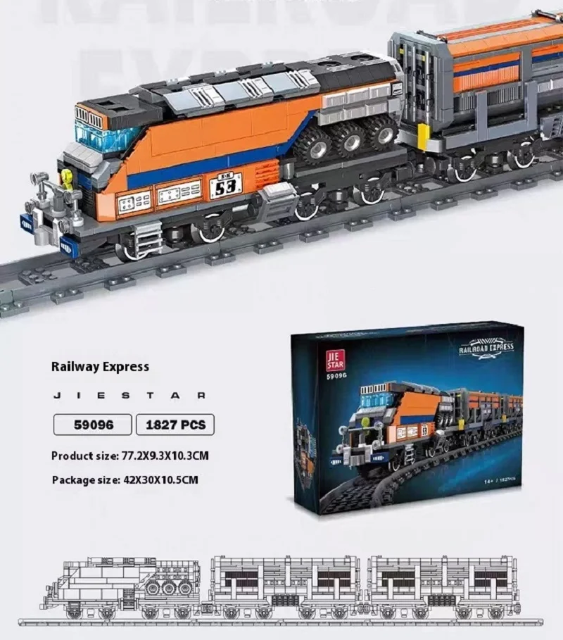 

Original Box 59096 1827pcs Railway Express Building Blocks Assembling Train Tracks Bricks Model DIY Toys for Boys Birthday Gift