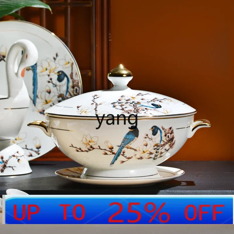 

LH porcelain bowl set household new Chinese tableware set bowl combination
