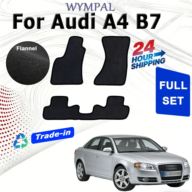 

ECOAUTO Velour rugs set For Audi A4 B7 8E/8H 2004–2008 SEAT Exeo 2008-2013 Polyester suede Anti Slip black Backing red Binding