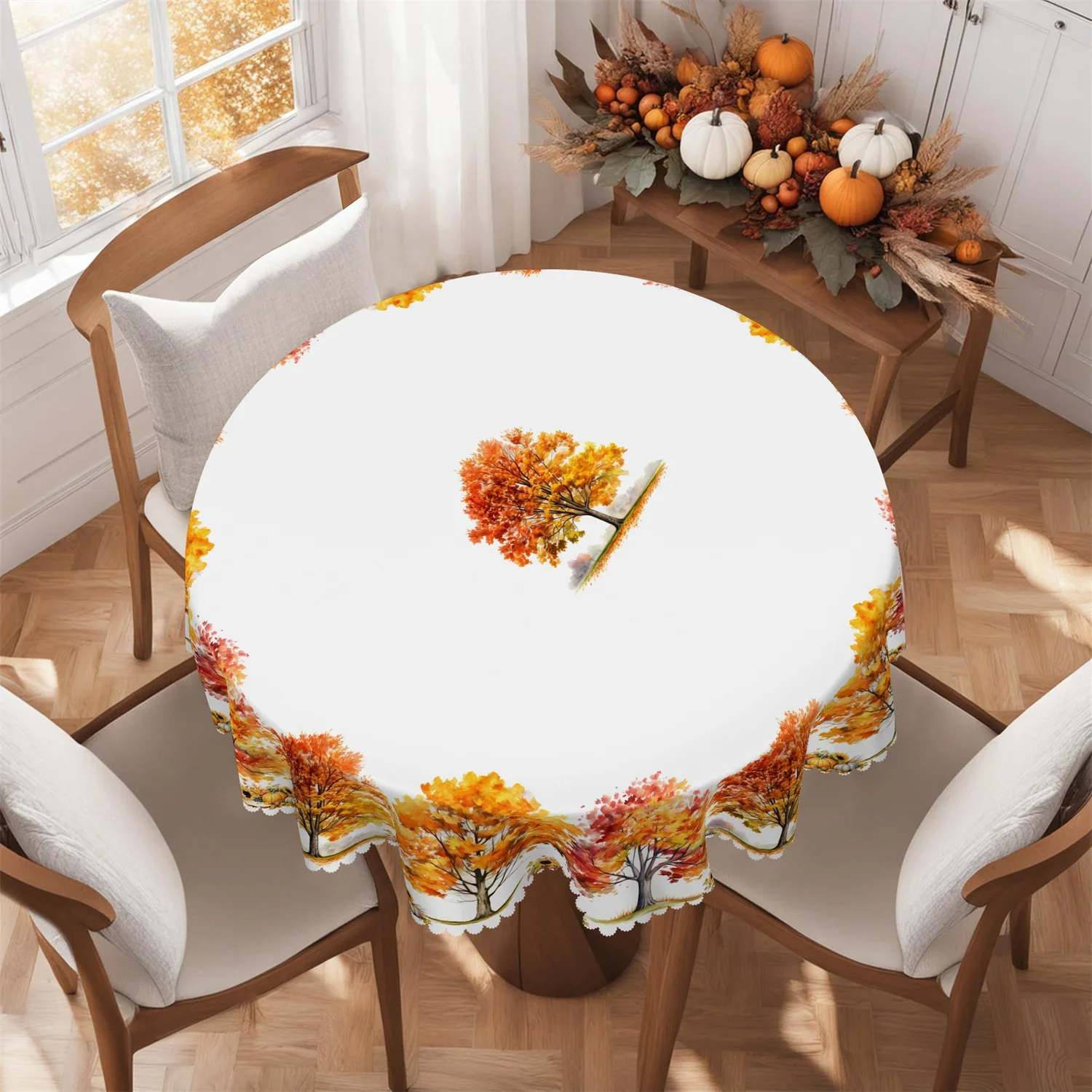 Pumpkin, sunflower, maple leaf, maple tree autumn tablecloth, one set, suitable for Thanksgivingyzb