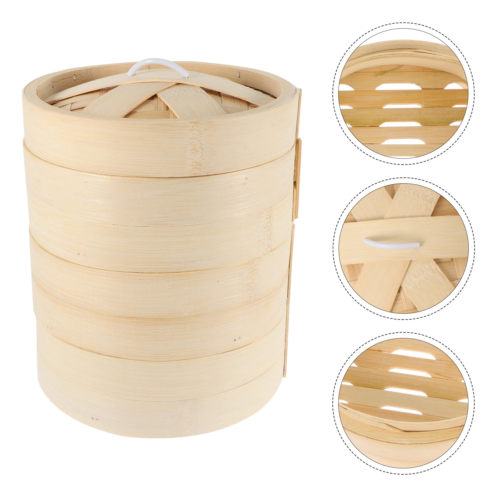 

1Set Bamboo Food Steamer Reusable Lid Nonstick for Nutritious Meals Buns Fish Meat Vegetables Kitchen Essential