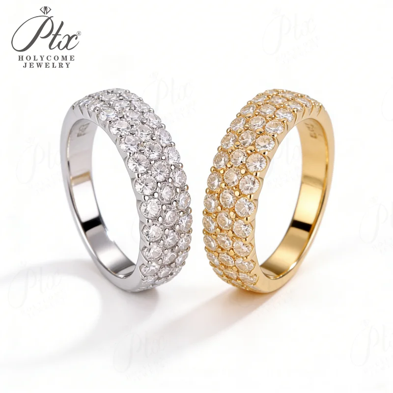 

Moissanite Ring Wholesale S925 Sterling Silver D Color VVS1 Clarity Round Cut Elegant Jewelry For Women Bridal Anniversary Band