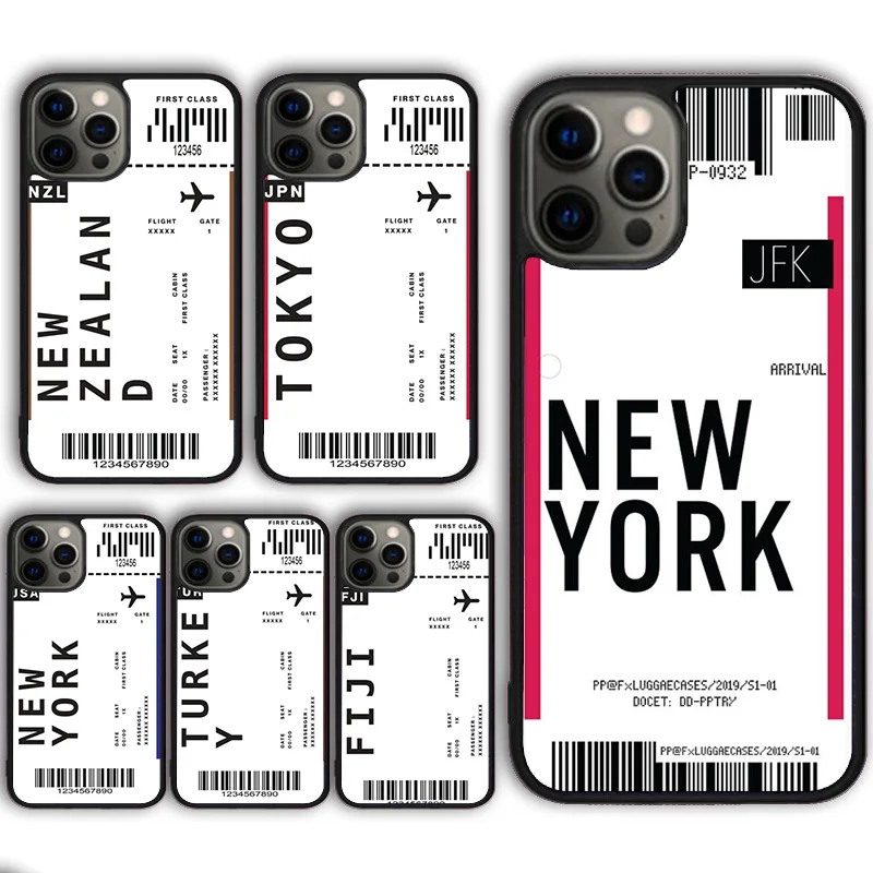 New York TOKYO Traveltickets Phone Case For iPhone 17 Air 13 12 14 15 16  Cover For Apple Pro Max Plus