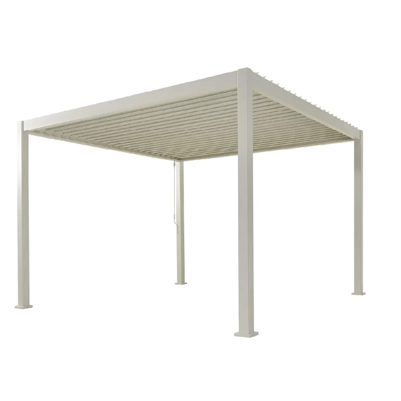 Aluminum motorized pergola Luxury Waterproof Hardtop Gazebo With Electric Roller Blind Sun Shade  Outdoor