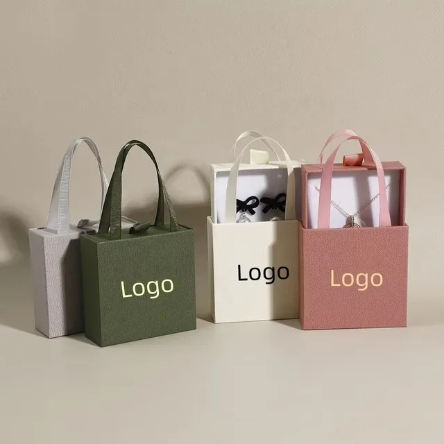 50 zestawów 9 × 9 cm podręczne pudełko na wstążki pudełko na biżuterię ze złotą folią logo, spersonalizowane pudełko papierowe z szufladą konfigurowalne logo