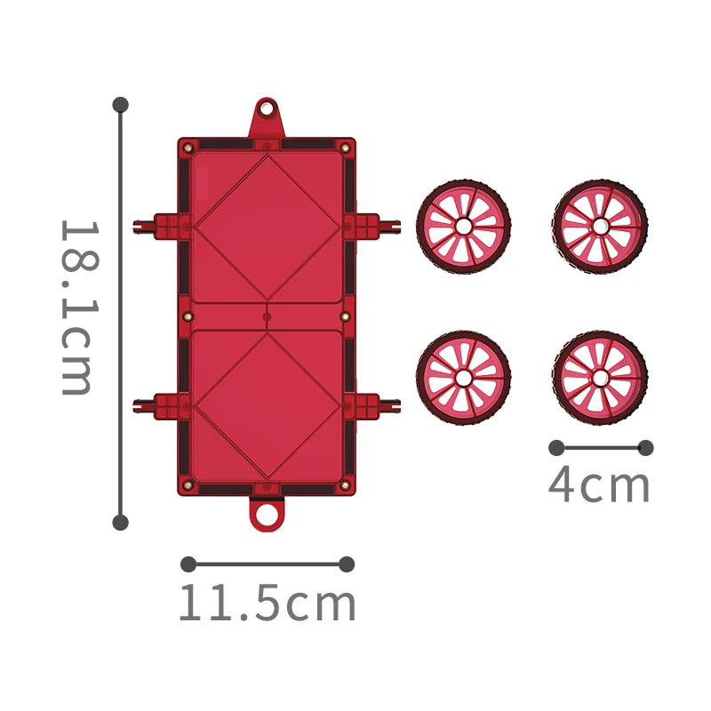 큰 마그네틱 휠 베이스 액세서리, 교육용 마그네틱 타일 장난감, 소년 소녀 자동차 게임 플레이, 2 개