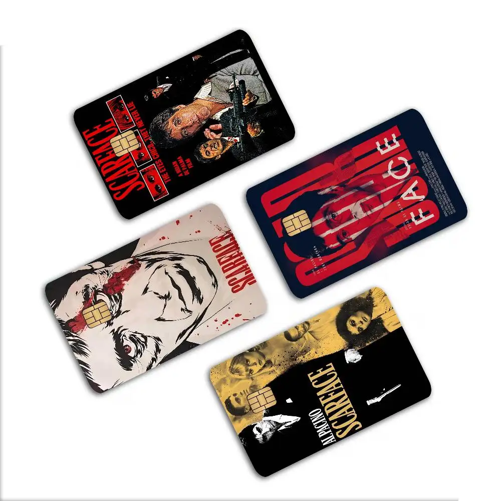 Classic Movie S-Scarface Retro Credit Card Skin Stickers No Adhesive Residue Water Proof for VISA Credit Card Subway Access Card