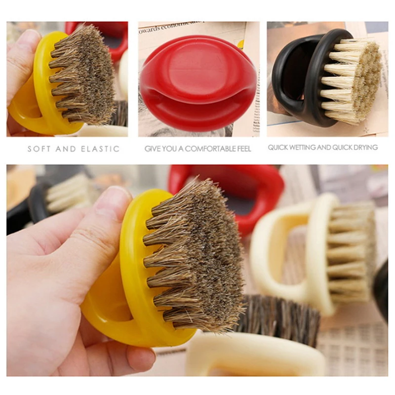 Men's Beard Ring Brush Design Horse Bristle Men Shaving Brush Portable Barber Beard Brushes Salon Face Cleaning Razor Brush