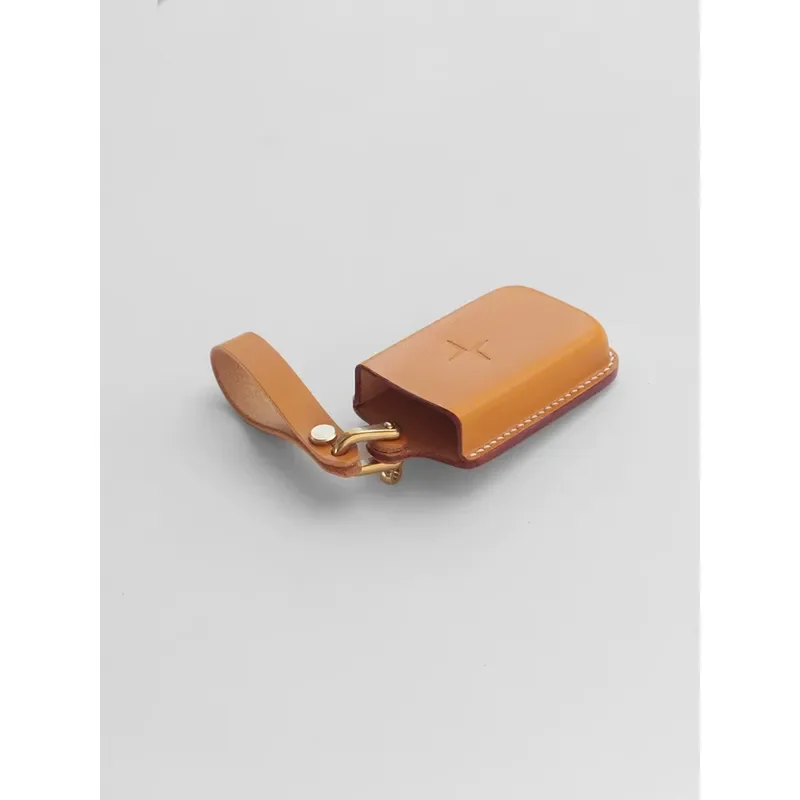 for Polaris 4 Small Black Square NFC Vegetable Tanned Leather Handmade Key Cover High End Texture Genuine Leather