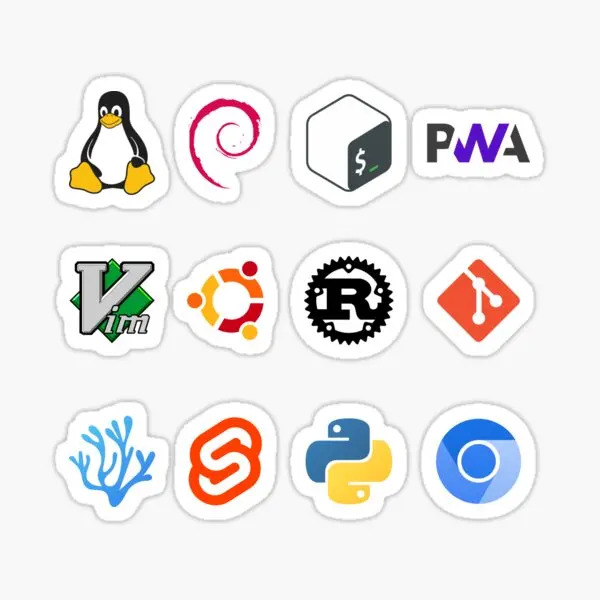 12 Most Amazing Open Source Software Log 5PCS Stickers for Water Bottles Luggage Bumper Window Background Decorations Cartoon