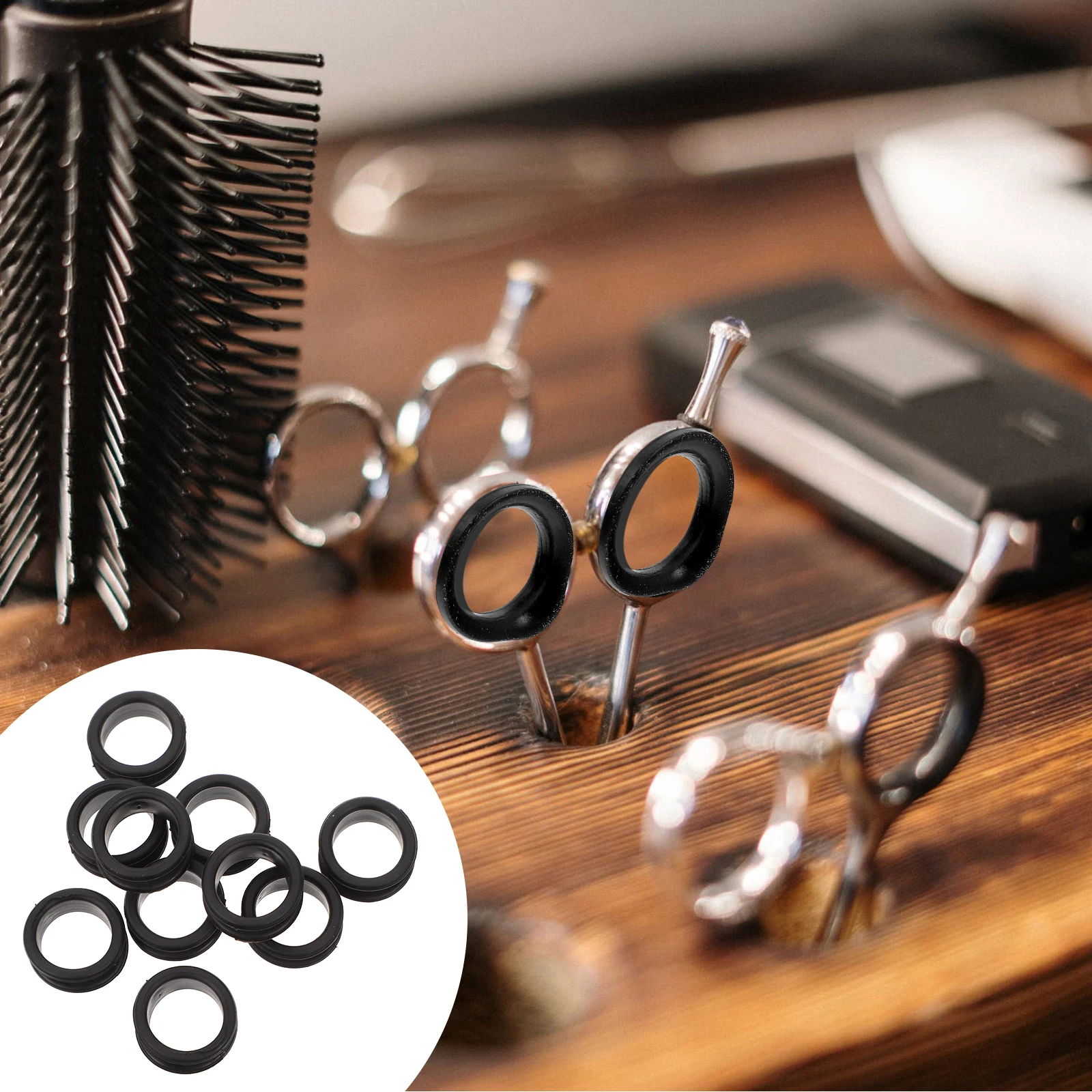 

10Pcs Supple Scissor Rings for Hair Cutting Scissors Pet Grooming Shears Soft Finger Protectors Anti-Skid Scissor Handheld Cover