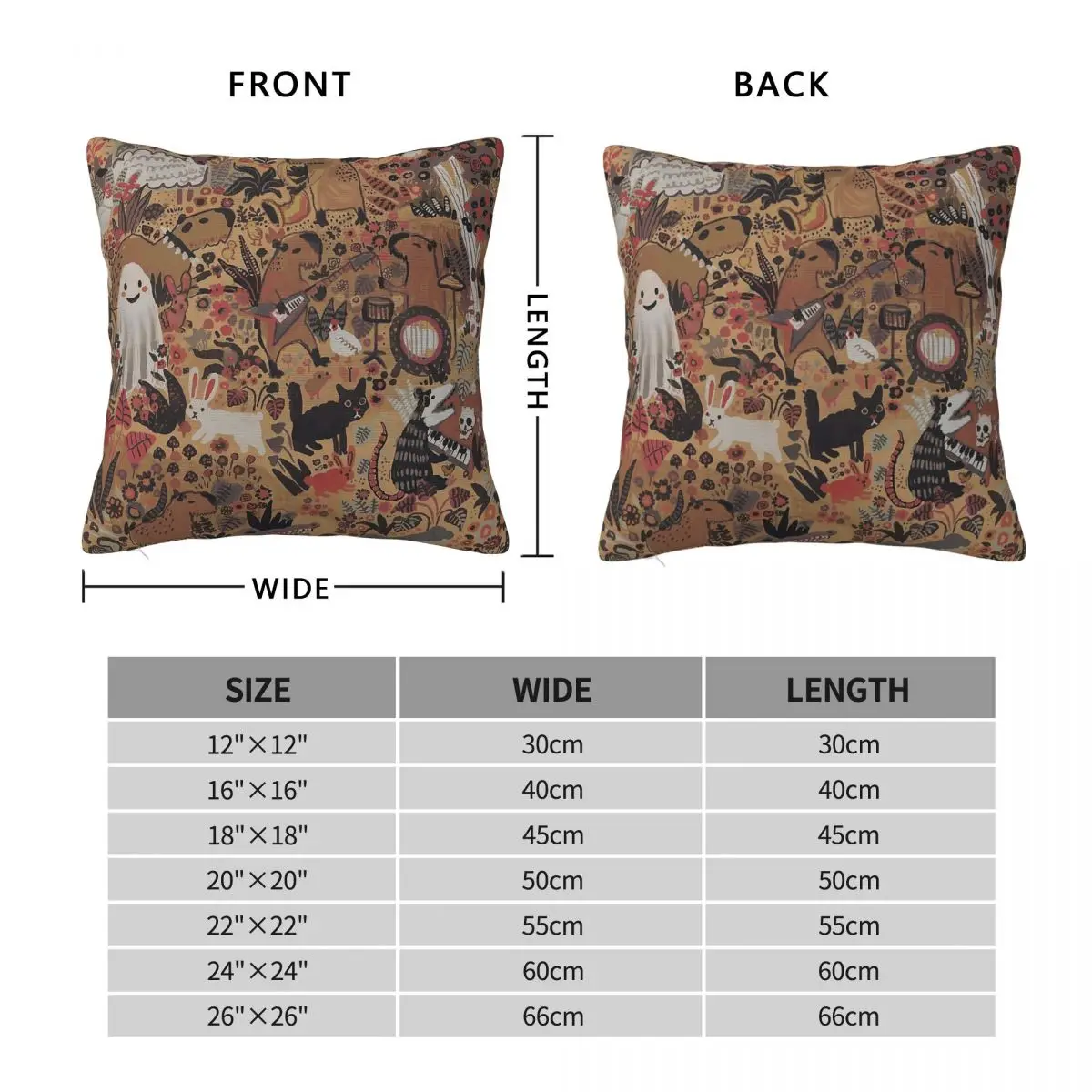 Capybara Ghost Enjoy The Party Pillowcase Polyester Linen Velvet Pattern Zip Decorative Sofa Cushion Cover