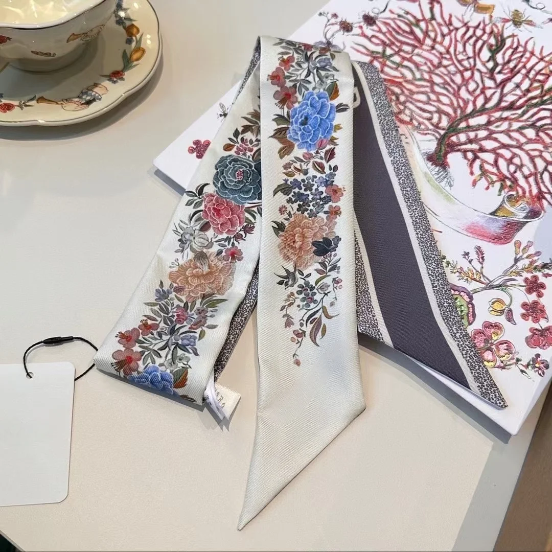 

Шелковый платок от люксовых брендов, модный аксессуар, можно использовать как головной платок, ремешок для сумки, украшение, браслет и т.д., 6*100 см