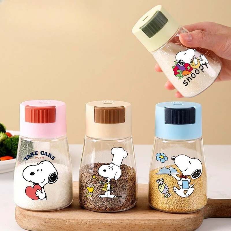 Botella de Condimento Snoopy's Kitchen, Salero y Pimentero de Cocina, Botella de Condimento con Dosificador de Presión Precisa, Herramienta para el Hogar, Regalo