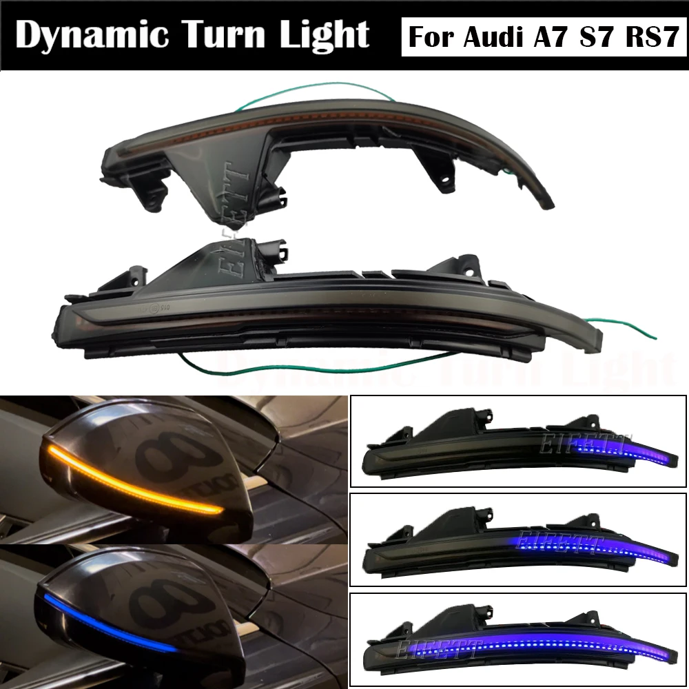 Dynamic Blinker LED Turn Signal Light For Audi A7 S7 RS7 2011-2017 Side Wing Mirror Rearview Repeater Sequential Indicator Lamp