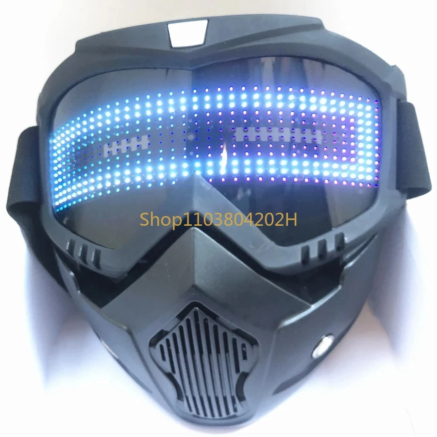 DIY Bluetooth Programmable Luminous Mask Street Dance Tactical Goggles Mask Punk Blogger Comic Show LED Mask