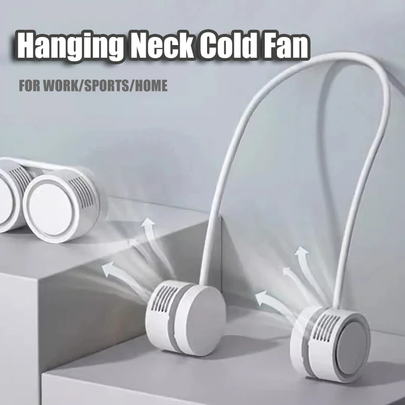 Hanging Neck Cold Fan New Portable Power Ventilador Bladeless Neckband USB Rechargeable Electric Small Sports Fan Home Office