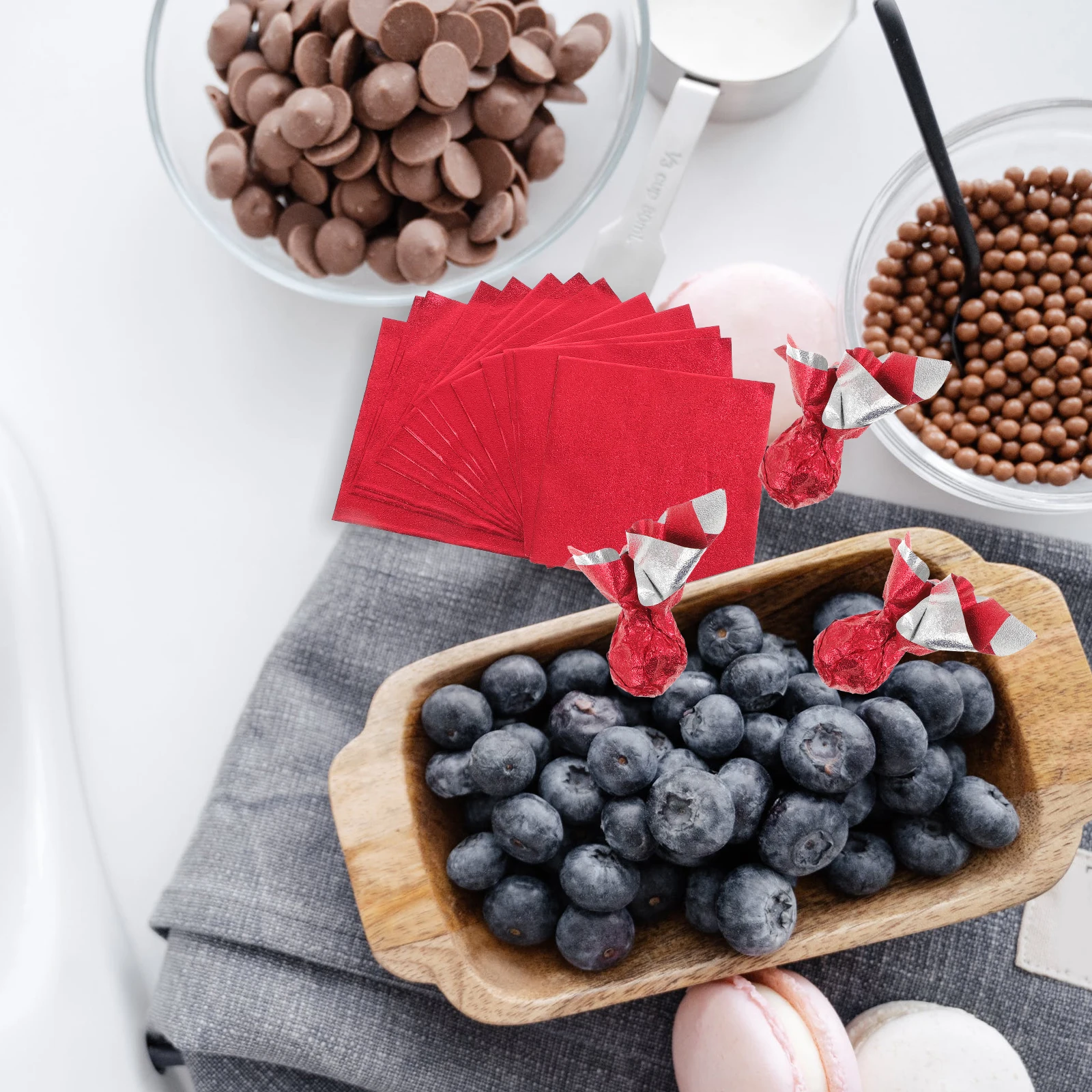 

300 Pcs Chocolate Wrappers Red Blue Packing Papers Nougat Sugar Wrappers Party Supplies Aluminium Foil Safe Odorless