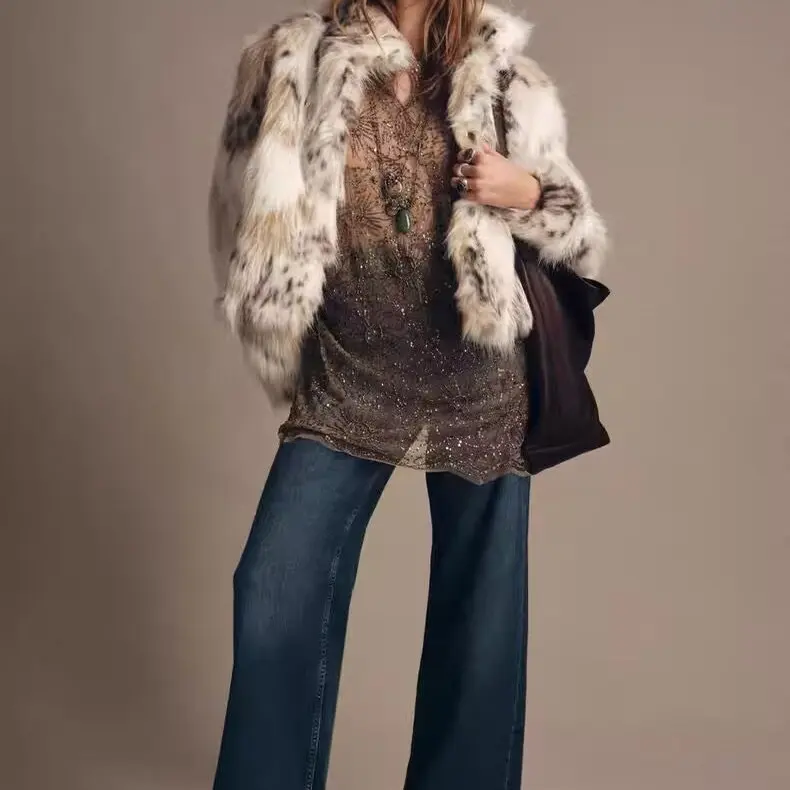 Faionable Künstliche Pelz Effekt Oberbekleidung ZR Sle Neue Herbst Winter frauen Kleidung Straße Sle Polyester Faser 00%