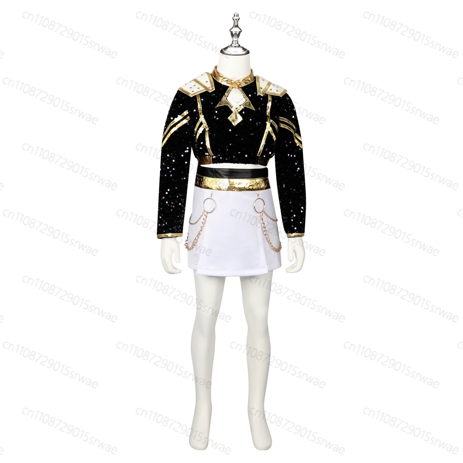 الكبار الاطفال Kpop شيطان الصيادين زوي ميرا تأثيري حلي القوطية موحدة المرحلة الملابس الأسود الذهبي مجموعة الزي للمرأة زي