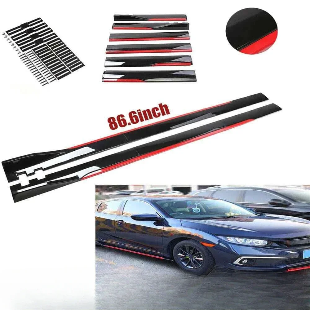 

For Lexus IS250 /350 /200T Gloss Black Red Lip Spoiler 86.6" Car Side Skirt Kit United States