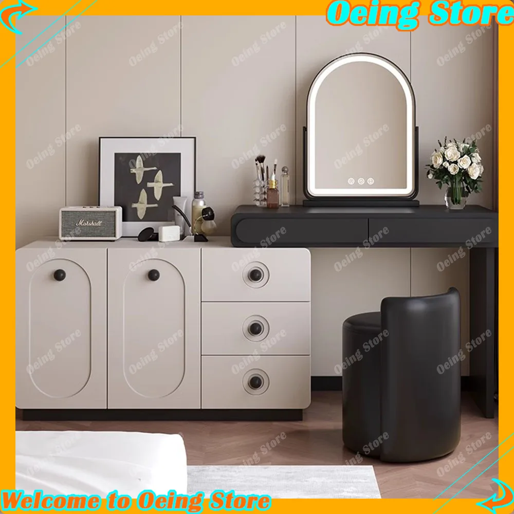 

European Women Dressing Table Mirror Extendable Unique Designer Dressing Display Stylish Makeup Vanity Lights Home Furniture