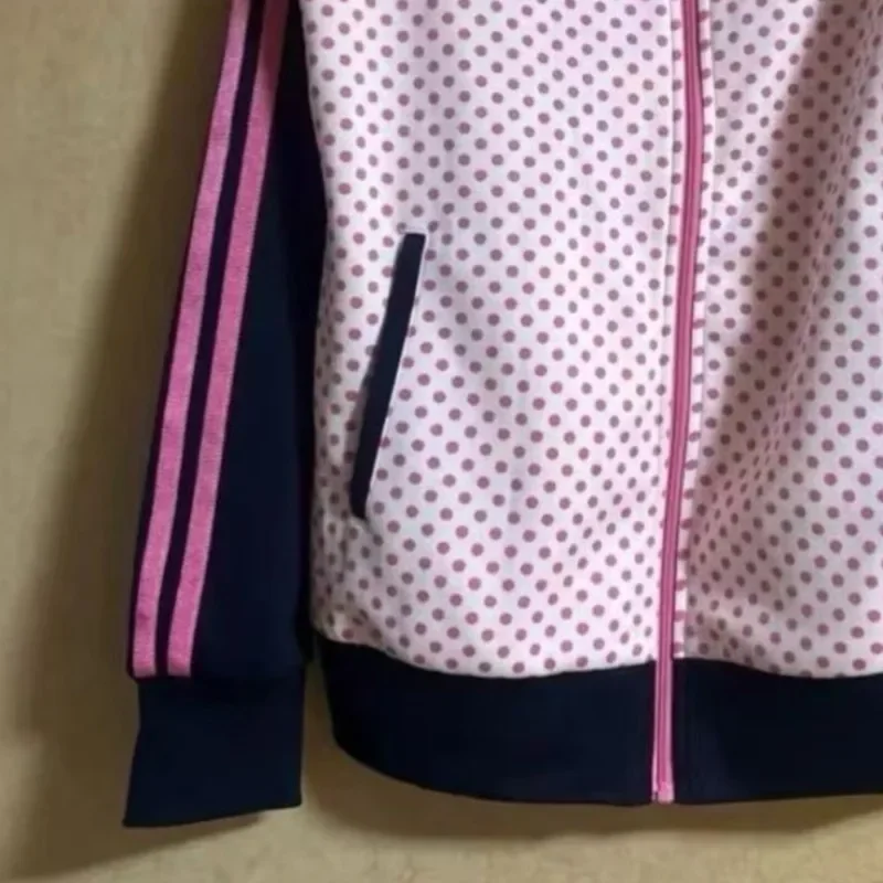 Amerikaanse subcultuur polka dot print hoodie vintage harajuku patchwork sportjas dames zoete losse casual rits jas tops