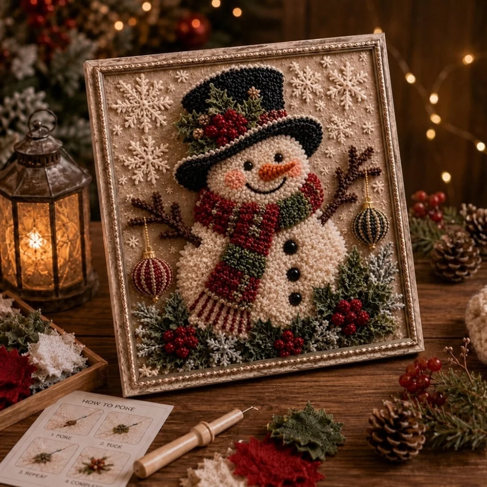 Handmade Christmas Fabric Poke Art Kit Wall Hanging Educational Christmas Fabric Art Picture Unique Vintage