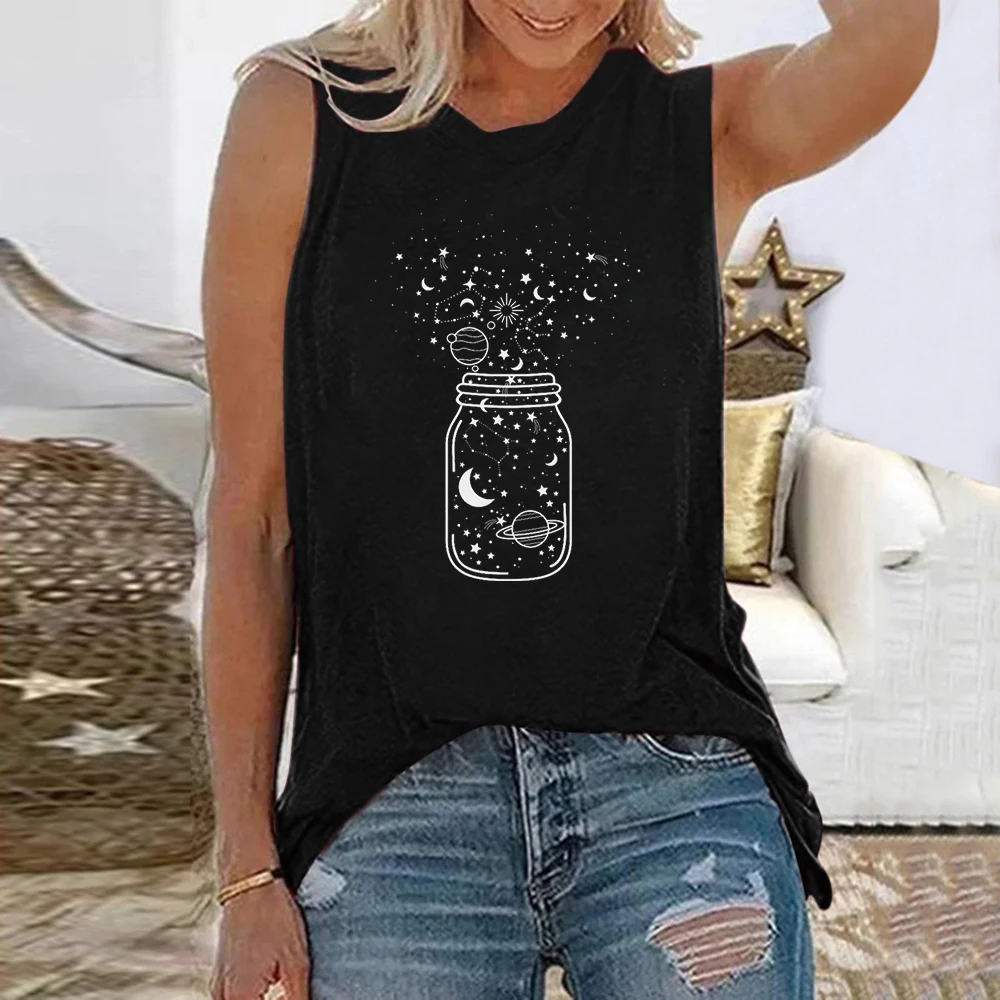 Summer Planet Bottle 3D Print Tank Tops Women Fashion Streetwear Oversized O-Neck Vest Off Shoulder Sleeveless Woman Camisole