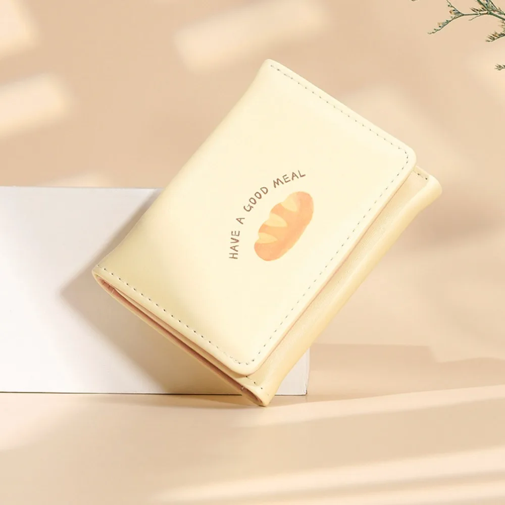 New Cute Bread Coin Purse PU Leather Multi Cards Money Bag Three Fold Card Holder Women