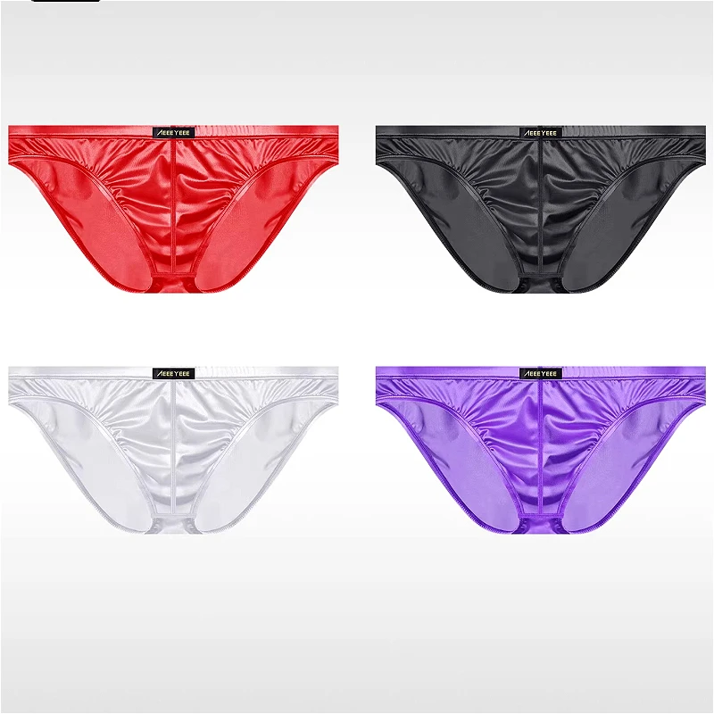 

Satin Glossy Mens Sexy Underwear U Pouch Briefs Ice Silk Silky Man Swimsuit Ropa Interior Hombre New Youth Panties Трусы Мужские
