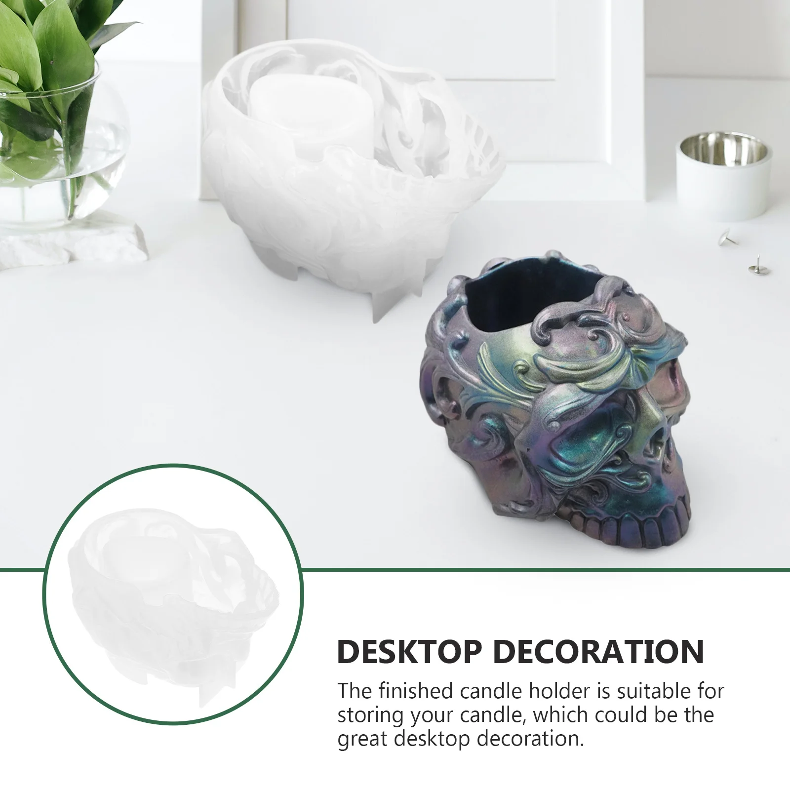 

Skull Head Candlestick Silicone Mold Holder Diy Craft Making Durable Reusable Epoxy Molds For Decor Gifts