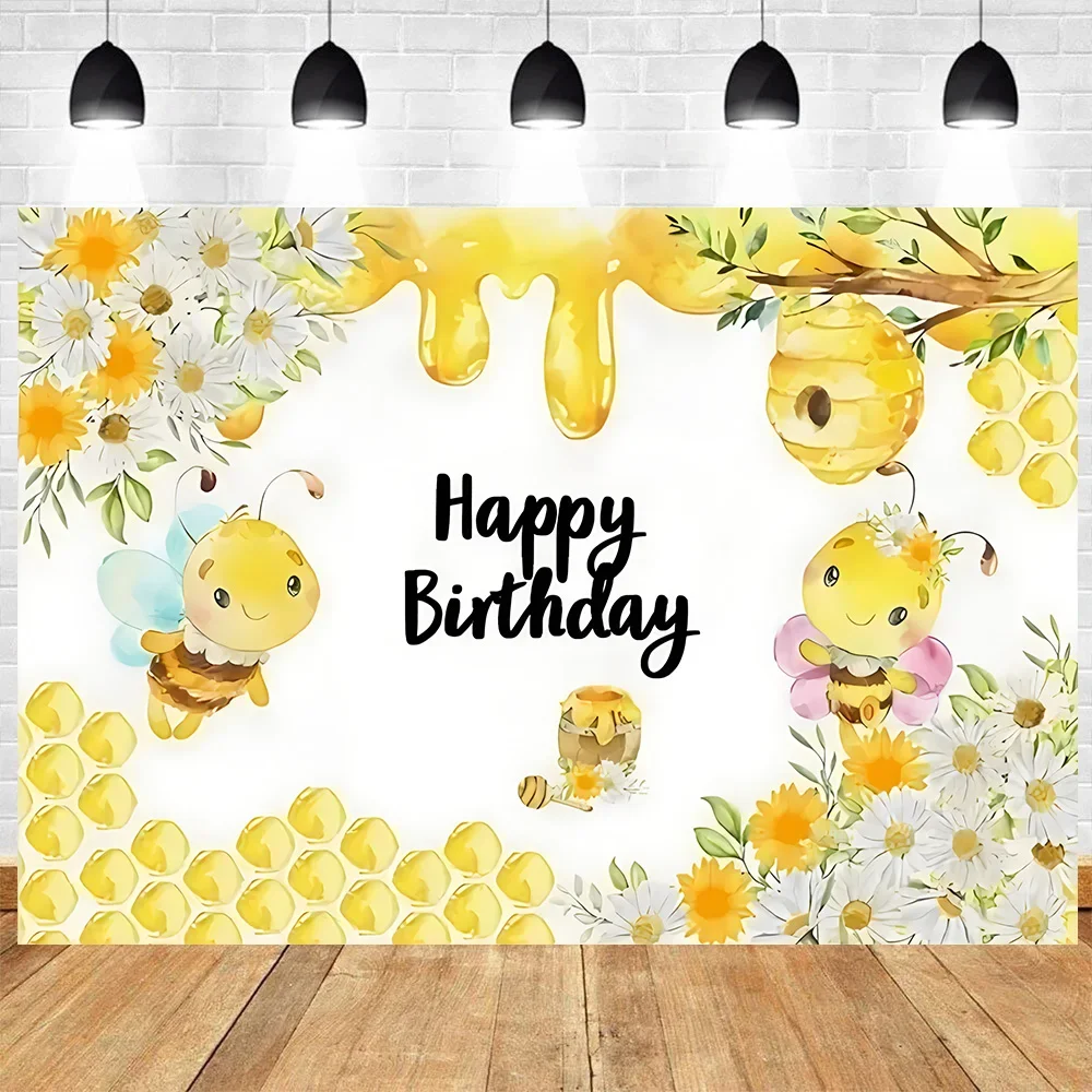 VIKAMA Sonnenblume und Biene Kindergeburtstag Party Dekoration Hintergrund, Babyparty Banner, Fotografie Hintergrund