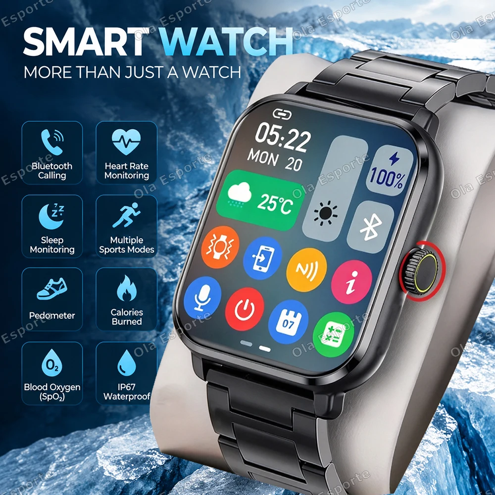 Men Women Smart Watch 2.01'' Waterproof Fitness Sport Watch Answer Call Sleep Sport Pedometer Information Alerts Smartwatch H10