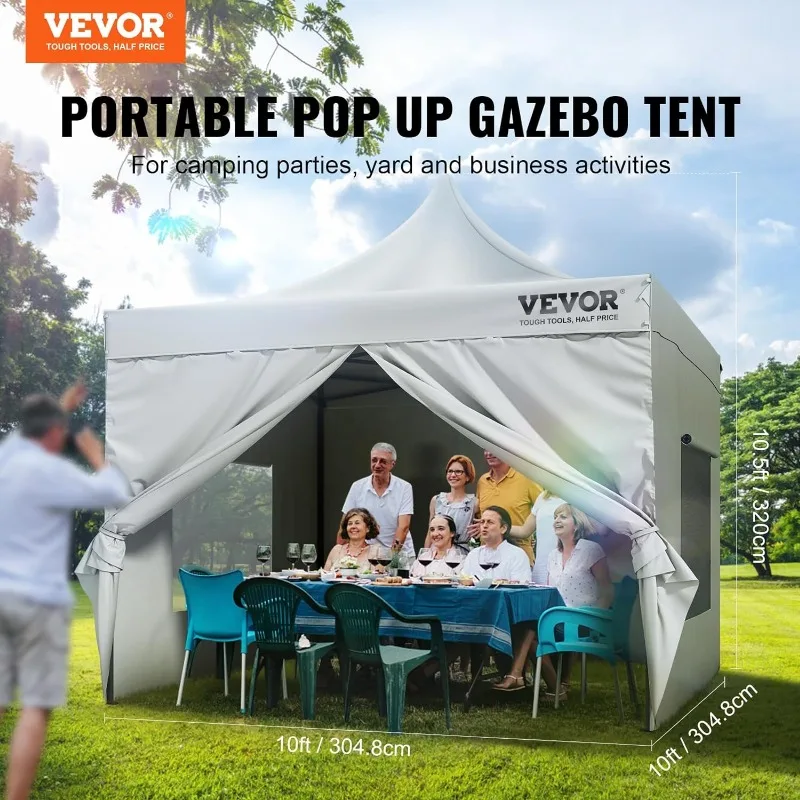 Pop up Canopy with Removable Sidewalls,Instant Canopies Portable Gazebo&Wheeled Bag,UV Resistant Waterproof,Enclosed Canopy Tent