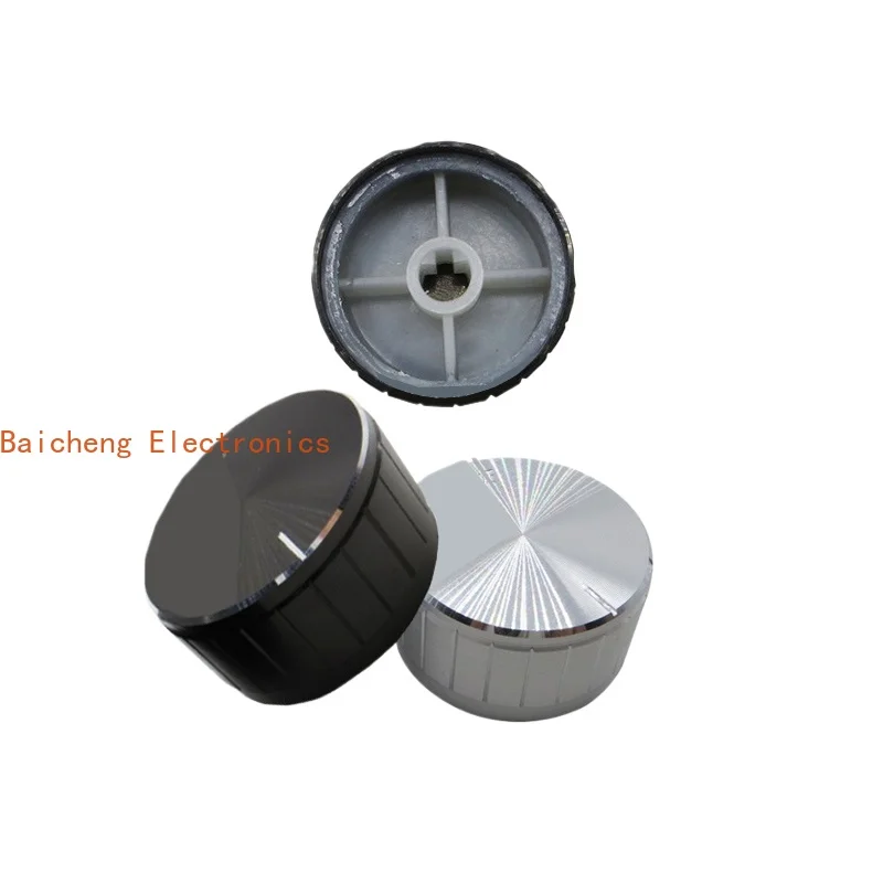 

10PCS Aluminum alloy potentiometer knob 30 * 17 silver tangent bright edge black body white bright edge flower shaft D handle