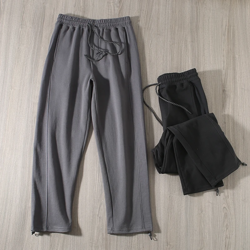 

Свободные мужские хлопковые спортивные брюки, прямые трикотажные длинные брюки, повседневные свободные спортивные штаны с эластичной резинкой на талии для пар