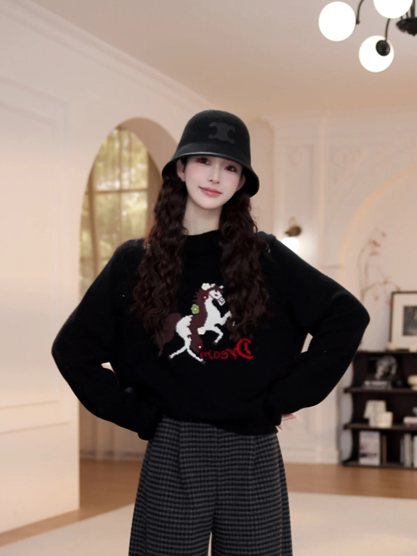 

Yanyan Women's Long Sve round Ne Knitted Sweater Casual Loose Fit Cotton Wool Blend Comfortable Soft Knitwear YY9242