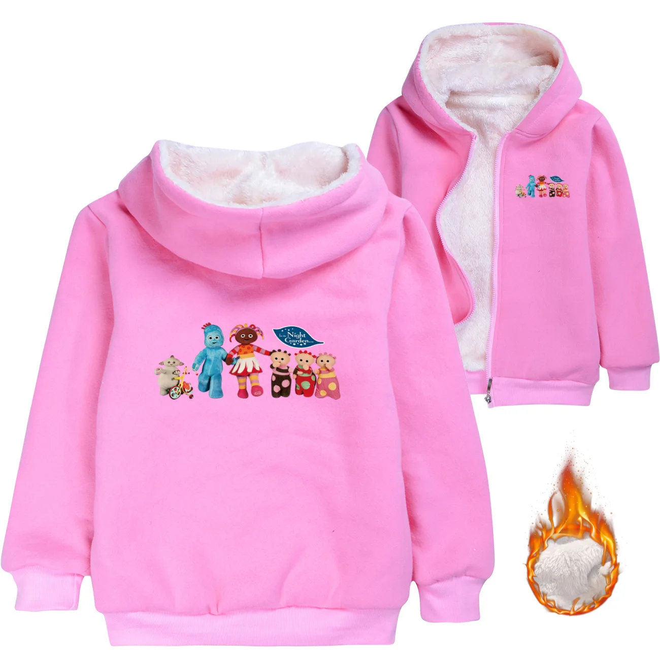The Night Garden clothes Kids Winter Fleece Jacket for Children Cartoon Coats Boys Warm Zipper Down Jackets Girl Plush Outerwear
