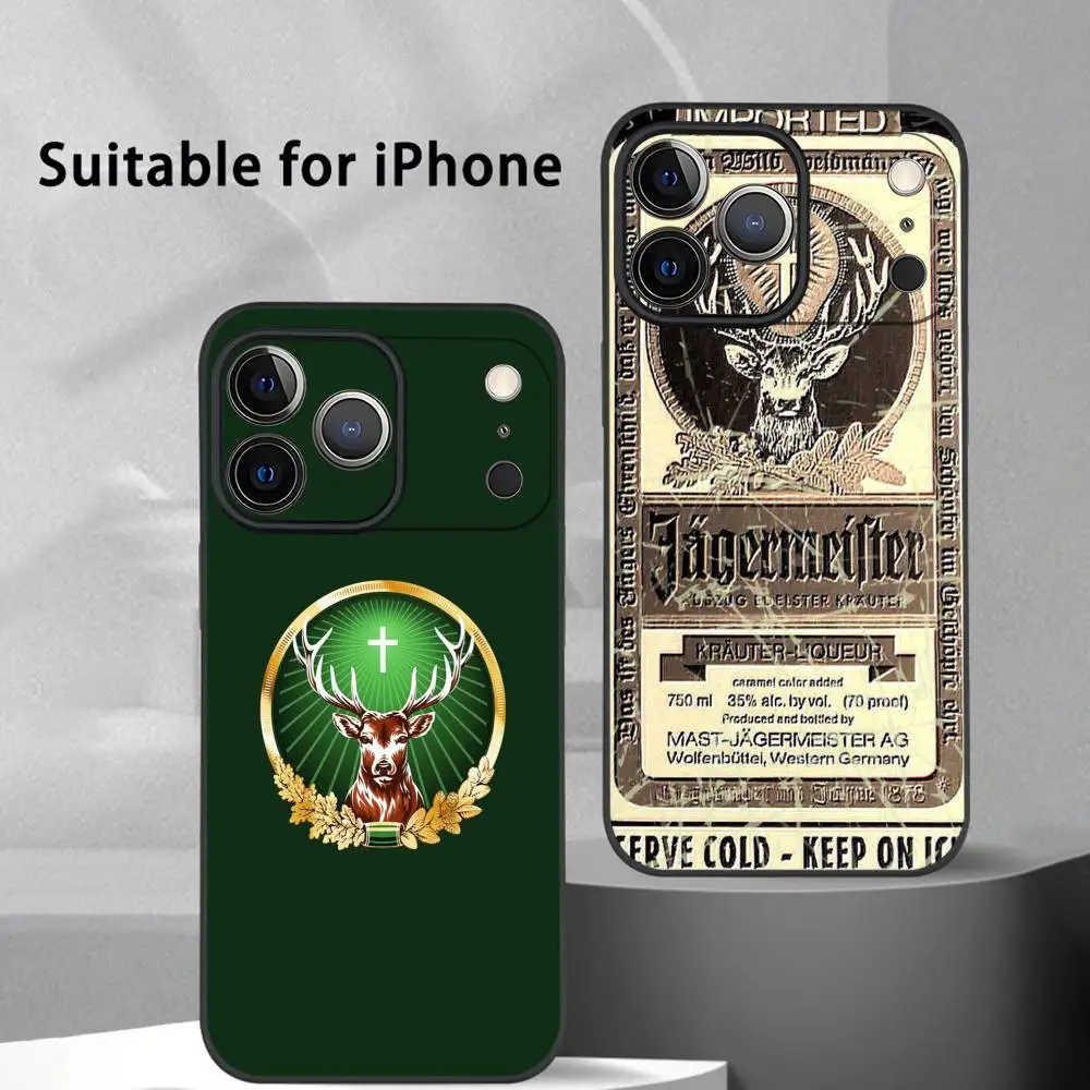 Casing HP LOGO J-Jagermeisters Untuk IPhone 17 16 15 14 13 12 11 Pro Max Plus Mini Hitam Doff Soft Shell Funda