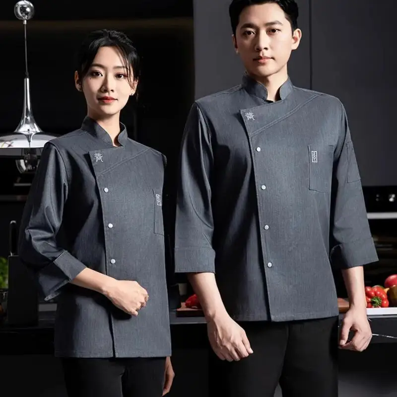 Chef Uniform Men Women Personalization Custom Logo Cook Clothes Restaurant Kitchen Shirt Long Sleeves Pastry Jacket Works Top
