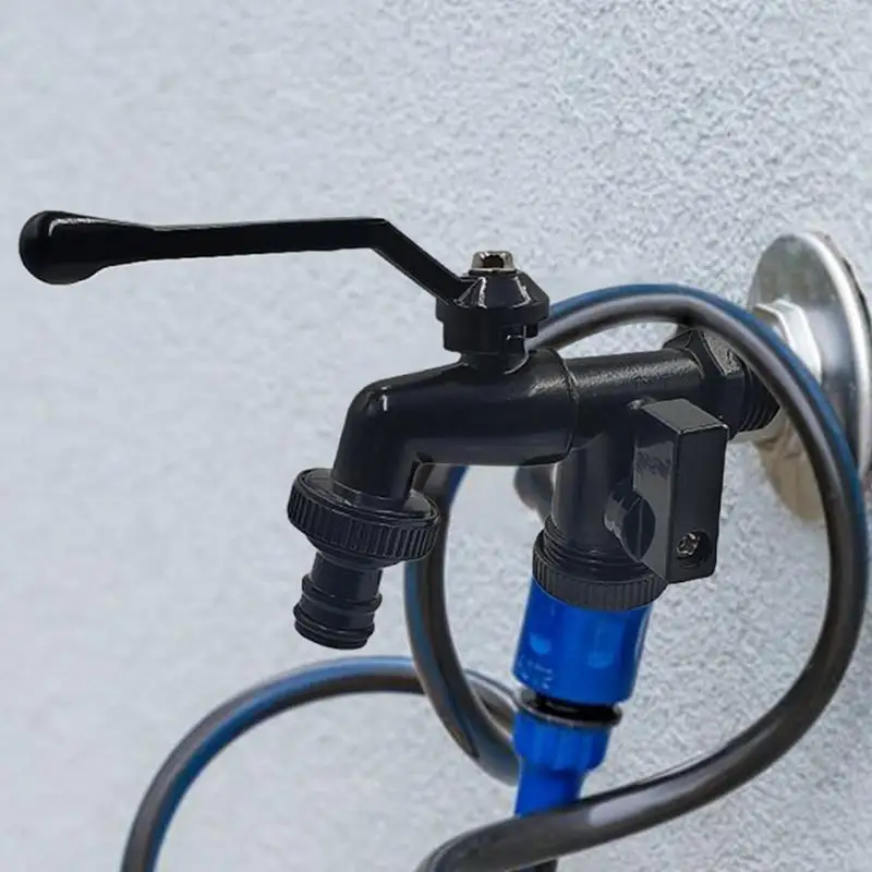 สวนสีดําก๊อกน้ําแตะ 1 Inlet 2 Outlet Anti-Freeze Bibcock Dual หัวนมทองเหลืองสีฟ้า Water TAP สวนเครื่องมือ