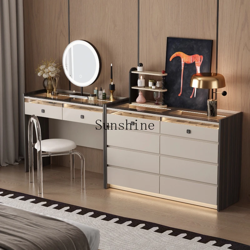 

Italian light luxury solid wood dresser integrated bedroom modern minimalist high-end master bedroom bedside cabinet