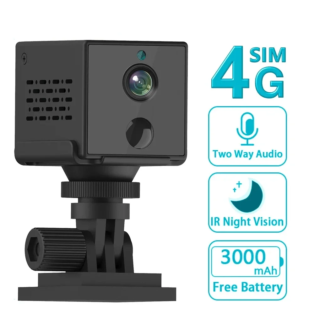 OKAM PRO-minicámara con tarjeta SIM 4G de 4MP, batería integrada de 3000mAh, detección humana PIR, WIFI, cámara de vigilancia de seguridad IP