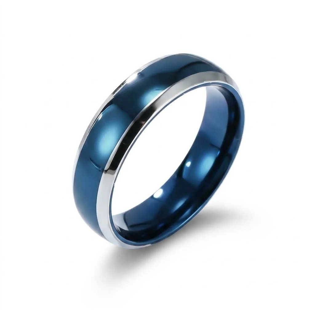 Minimalist Style 6mm Two-Tone Mirror Engagement Rings High Polished Titanium Steel Wedding Band Jewelry Gift for Women Men