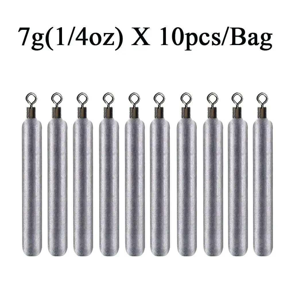 

10pcs/set Cylindrical Shape Fishing Baits Sinker Accessories Hook Bait Fishing Weights Sinkers 3.5g-20g with Connector